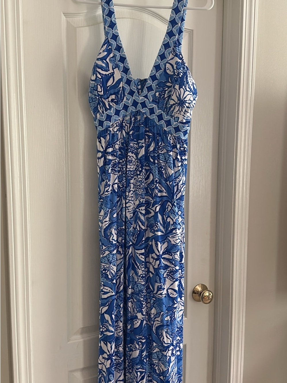 Lilly Pulitzer Blue & White Floral Maxi Dress